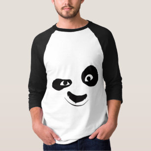 Schmunzelndes Panda-Gesicht Schwarz-Weiß-Grafik-T- T-Shirt