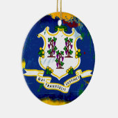 Schmutz-Art-Connecticut-Flagge Keramikornament (Rechts)