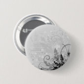 Schmutz-Blumenmuster - hellgraues B&W Button (Vorne & Hinten)