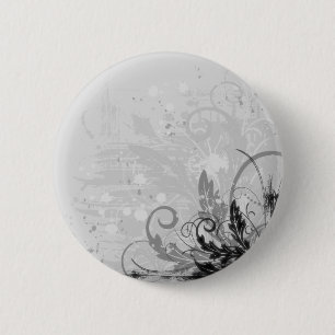 Schmutz-Blumenmuster - hellgraues B&W Button