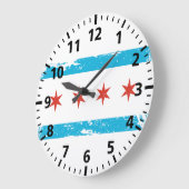 Schmutz-Chicago-Flagge Große Wanduhr (Winkel)