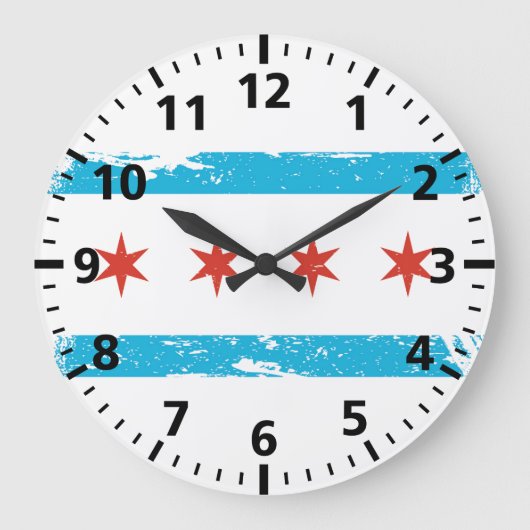 Schmutz-Chicago-Flagge Große Wanduhr (Vorderseite)