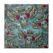 Schmutz-Eulen mit den Zuckerschädeln Fliese (Vorderseite)