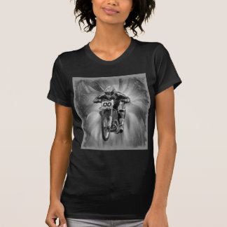 Schmutz-Fahrrad, das durch Schwarzes/Weiß startet T-Shirt