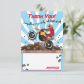 Schmutz-Fahrradmotocross-Geburtstag danken Ihnen Dankeskarte (Stehend Vorderseite)