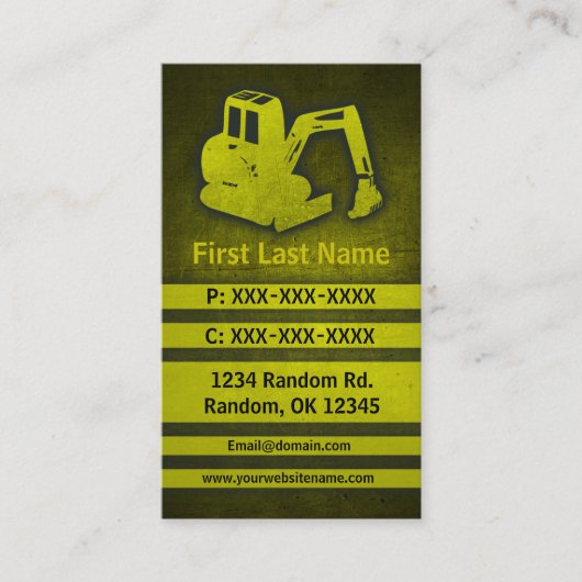 Schmutz-Gewohnheits-Visitenkarten des Baggers Visitenkarte (Vorderseite)