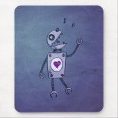 Schmutz-glücklicher Gesang-Retro Roboter Mousepad (Vorne)