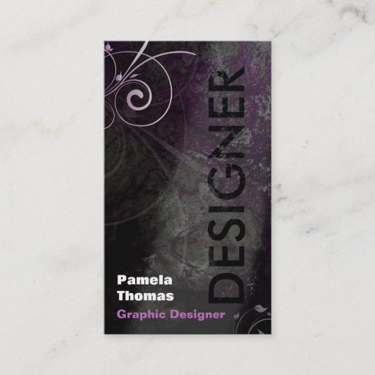 Schmutz-Grafikdesigner-Visitenkarte-Schwarz-Rosa Visitenkarte (Vorderseite)