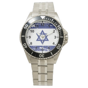 Schmutz-Israel-Flagge Armbanduhr