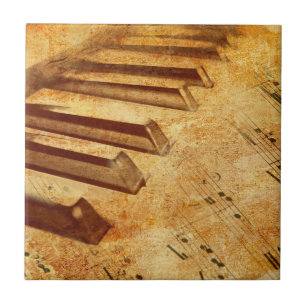 Schmutz-Musik-Blatt-Klavier-Schlüssel Fliese