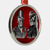 Schmutz-Schädel-Skelett-Paare Ornament Aus Metall (Rechts)