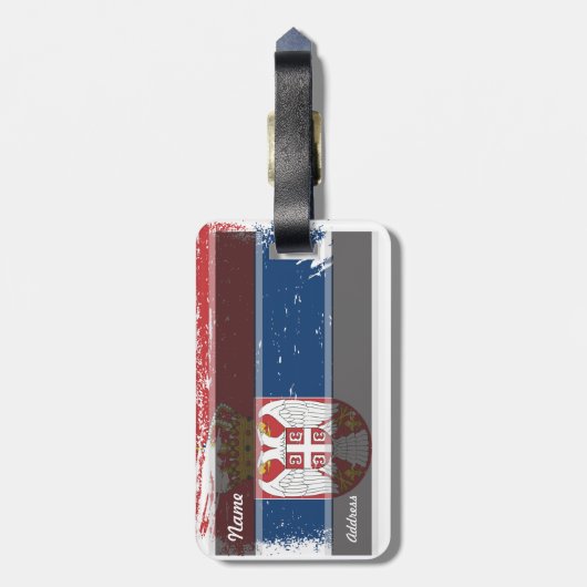 Schmutz-Serbien-Flagge Gepäckanhänger (Rückseite vertikal)