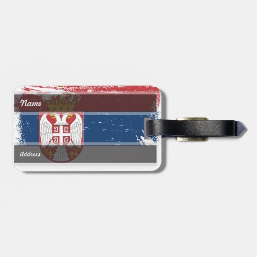 Schmutz-Serbien-Flagge Gepäckanhänger (Rückseite horizontal)