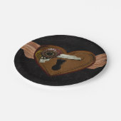 Schmutz Steampunk Herz Pappteller (Schrägansicht)