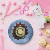 Schmutz Steampunk übersetzt Monogramm-Buchstaben C Pappteller (Party)