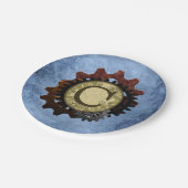 Schmutz Steampunk übersetzt Monogramm-Buchstaben C Pappteller (Schrägansicht)