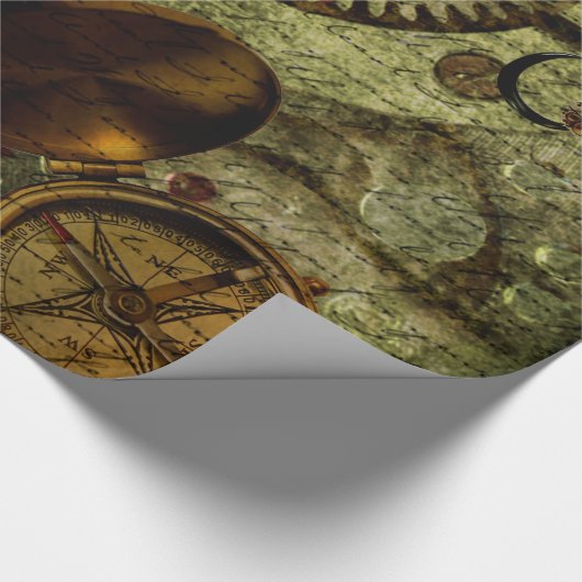 Schmutz Steampunk Uhren und Gänge Geschenkpapier (Ecke)