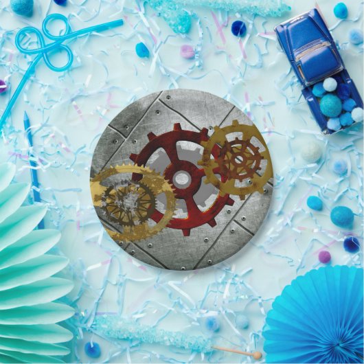 Schmutz Steampunk Uhren und Gänge Pappteller (Party)