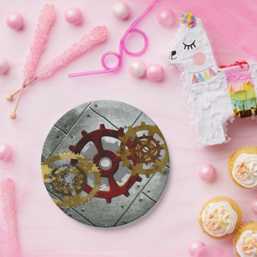 Schmutz Steampunk Uhren und Gänge Pappteller (Party)