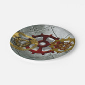 Schmutz Steampunk Uhren und Gänge Pappteller (Schrägansicht)