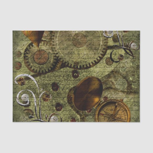 Schmutz Steampunk Uhren und Gänge Seidenpapier (Vorderseite)