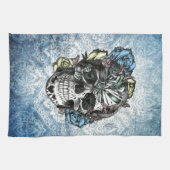 Schmutz-Süßigkeitszuckerschädel in blauem Gelbem Handtuch (Horizontal)