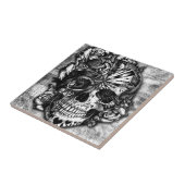 Schmutz-Süßigkeitszuckerschädel in Schwarzweiss. Fliese (Seite)