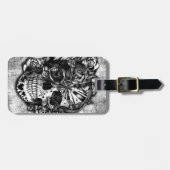 Schmutz-Süßigkeitszuckerschädel in Schwarzweiss. Gepäckanhänger (Vorderseite horizontal)