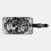 Schmutz-Süßigkeitszuckerschädel in Schwarzweiss. Gepäckanhänger (Rückseite horizontal)