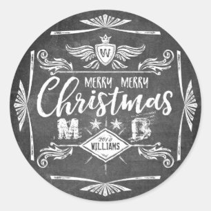 Schmutz-Tafel-frohe Weihnacht-Retro Typografie Runder Aufkleber