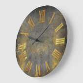 Schmutz-Zement-graues Goldmetallminimale römische Große Wanduhr (Winkel)