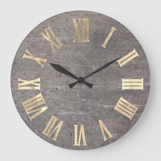 Schmutz-Zement-graues graues Metallminimale Große Wanduhr (Vorderseite)