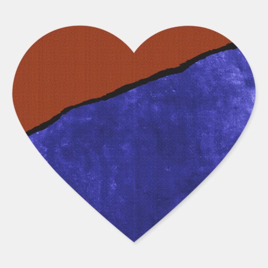 Schmutzig blau und orange Rip Herz-Aufkleber (Vorderseite)