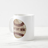 Schmutzige alte Baseball-Tasse mit IHREM TEXT Kaffeetasse (Vorderseite Links)