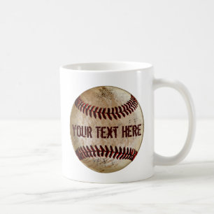 Schmutzige alte Baseball-Tasse mit IHREM TEXT Kaffeetasse