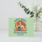 Schmutzige Hacken Gartengesellschaft Postkarte (Stehend Vorderseite)