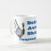 Schmutzige handprint Tasse, Mechaniker, Forensics, Kaffeetasse (Vorderseite Links)
