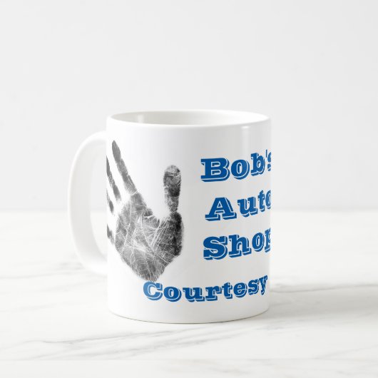 Schmutzige handprint Tasse, Mechaniker, Forensics, Kaffeetasse (Vorderseite Links)