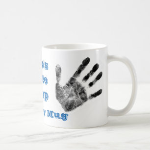 Schmutzige handprint Tasse, Mechaniker, Forensics, Kaffeetasse