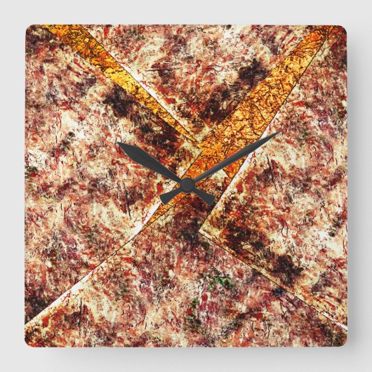 Schmutzige oder rostige unorganisierte Schichten a Quadratische Wanduhr (Vorderseite)