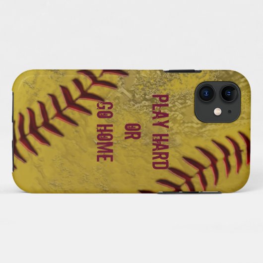 Schmutzige Softball iPhone Hüllen mit IHREM TEXT (Rückseite (Horizontal))