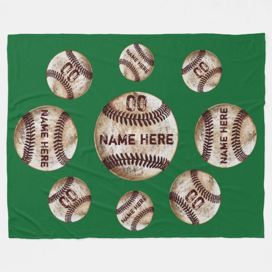 Schmutzige Vintage Personalisierte Baseballdecke Fleecedecke (Vorderseite (Horizontal))