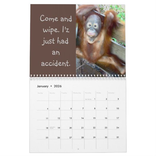 Schmutzige Windeln und Baby-Affen-Schnitzer Kalender (Jan 2026)