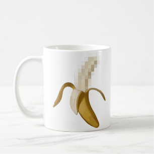 Schmutzige zensierte abgezogene Banane Kaffeetasse