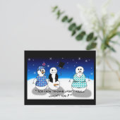 Schmutziger alter Schneemann Postkarte (Stehend Vorderseite)