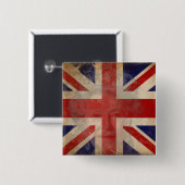 Schmutziger BRITISCHER Flaggen-Knopf mit Königin Button (Vorne & Hinten)