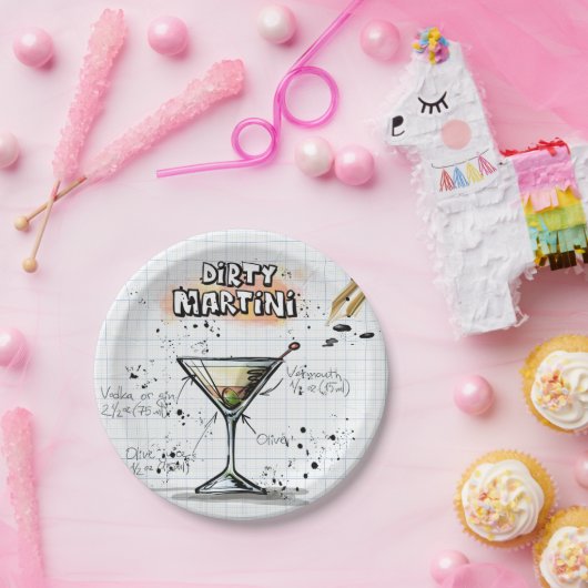 Schmutziger Martini Pappteller (Party)