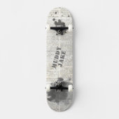 Schmutziger Vintage-Zeitungsname Rustikal Skateboard (Vorderseite)