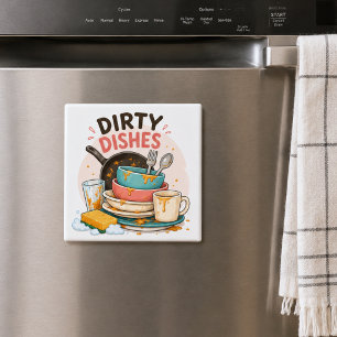 Schmutziges Geschirr Geschirrspüler  Magnet