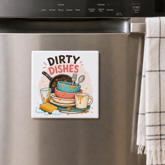 Schmutziges Geschirr Geschirrspüler  Magnet